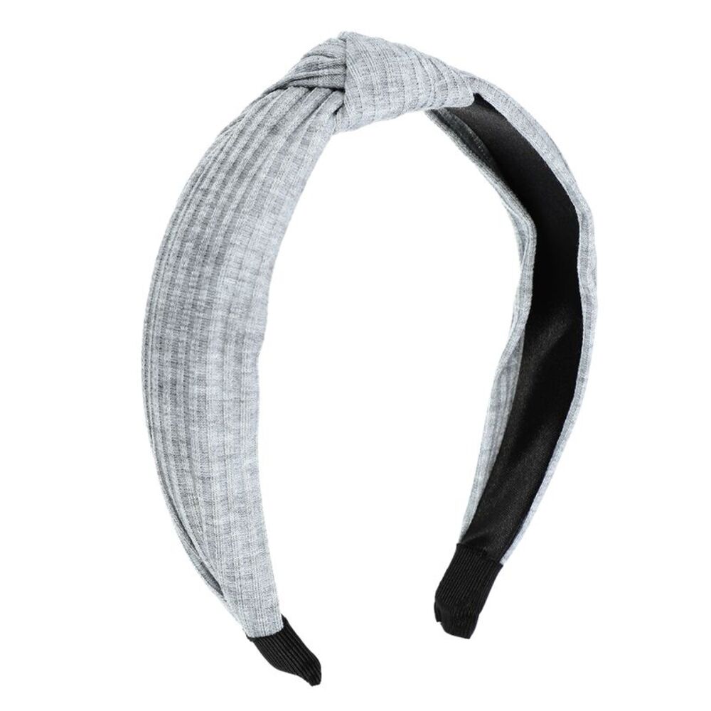 Textured Cotton Knot Headband Soft Hairband 1.3 Inch Height Gray